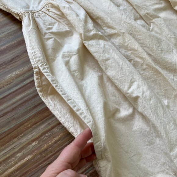 Natural Cotton Sleeveless Maxi Dress Neckline Embroidery Made in Mexico Pockets - Picture 6 of 7